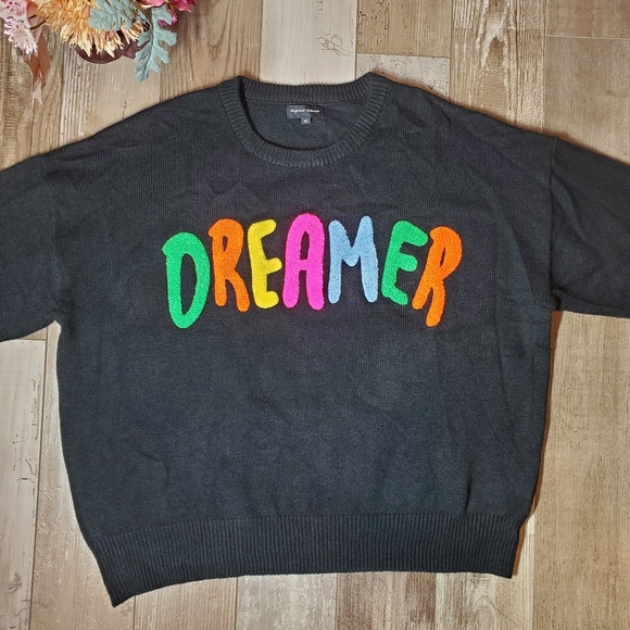 Boutique Aqua Blues Women's Dreamer Sweater Size XL Black Embroidered Pullover - Picture 2 of 16